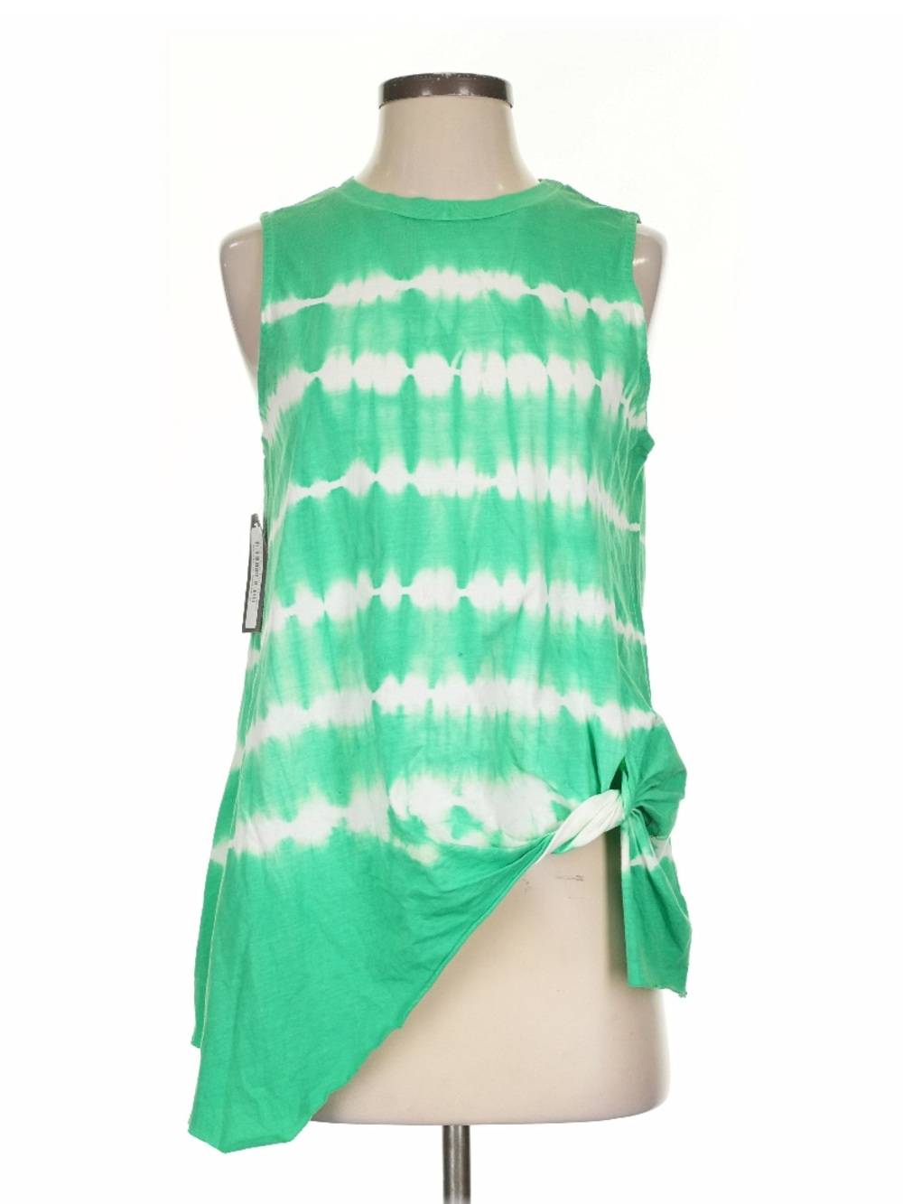 Sleeveless Green Tie-Dye Knot Side Tank Top